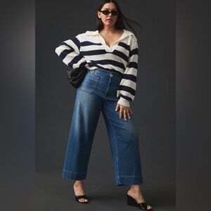 NWT Size 32 - The Colette Denim High-Rise Cropped Wide-Leg Jeans by Maeve
